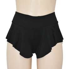 Mini Lycra Pole Dance Skirt Style Twerk Lori Shorts - 黑色 - 查看 3