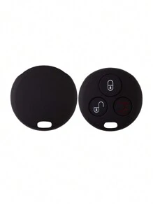 1 件黑色矽膠汽車鑰匙套,3 個按鈕,適用於智慧汽車 - 黑色 - 查看 3