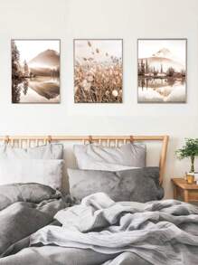 6 Piezas Pinturas De Pared Beige, Arte De Pared De Paisaje, Imágenes De Impresión Botánica, Posters De Lienzo De Hierba Seca Para Decoración De La Pared De La Sala De Estar, Sin Marco
