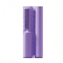 1pc Portable Wireless Hair Straightener Curling Iron Comb, Rechargeable For Travel Use - Violet Purple - View 5