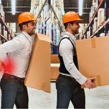 Faja Lumbar para Hombre, Faja para Cargar Peso Hombre con Cuatro Tiras de Soporte, Diseñado con Tirantes, Envuelve la Cintura en 360, Puede Mejorar la Postura en el Trabajo - Negro - Ver 3