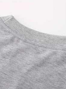 Girls Letter & Floral Print Crew Neck Sweatshirt, Casual Streetwear, Autumn/Winter - Grey - View 5