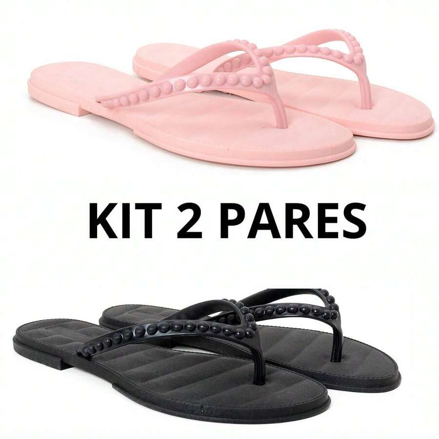 Chinelo perola injetado kit 2 pares - Multicolorido - Visão 1
