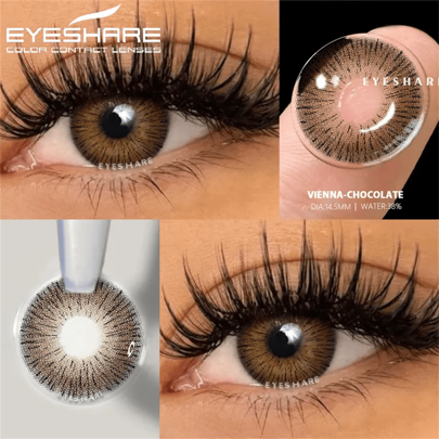 EYESHARE 2 Stück grau-braune Farbkontaktlinsen Make-up Weiche Kontaktlinsen Jahreslinsen Kosmetik Weiche Linsen Halloween Kostüm Cosplay