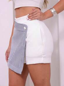 Women Shorts - 藍白色 - 查看 4