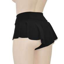 Mini Lycra Pole Dance Skirt Style Twerk Lori Shorts - 黑色 - 查看 5