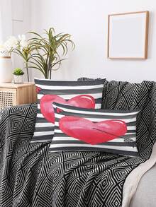1pc Valentine'S Day Themed Printed Pillowcase - Various Colors - View 1