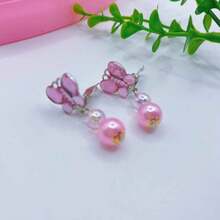 Kids Non-Piercing Earrings Set, Cute Flower, Star, Butterfly Clip On Earrings For Girls Princess Earrings Accessories - Pink - View 5