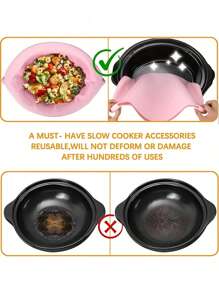 1 pezzo Fodera in silicone per pentola a cottura lenta, adatta per pentole a cottura lenta da 7-8 qt, fodera da cucina riutilizzabile, anti-perdita e facile da pulire, inserto divisore di grandi dimensioni, adatto per la maggior parte delle pentole a cottura lenta ovali e rotonde