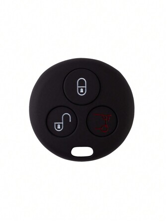 1pc Black Silicone Key Protector Case With 3 Buttons For Smart Car Fortwo