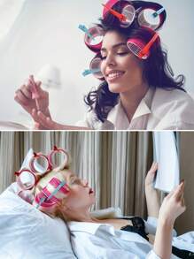 長髮用捲髮器,48入組自黏捲髮器套裝,36入組捲髮器和12入組夾子,束髮多色選擇,適用於美髮造型 - 彩色 - 查看 2