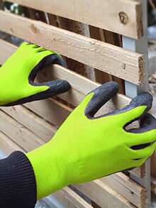 12對捲曲乳膠手套,男女皆適用,安全工作手套,適用於建築、倉庫、園藝、裝配和景觀等多種情境 - 綠色 - 查看 4