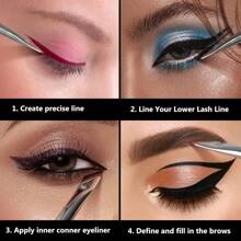 2支装眼线眉刷斜角细头凝胶眼线化妆刷细尖眉刷白色扁平眉粉刷套装涂抹工具，化妆刷套装，化妆刷套装，化妆刷套装，全套化妆刷，化妆刷套装，全套化妆套装，刷子套装，化妆刷套装，化妆刷套装，化妆礼盒套装 - 白色 - 查看 4