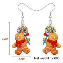 壓克力垂墜糖果聖誕薑餅人耳環飾品首飾裝飾禮物,適用於女士女孩兒童派對裝飾 - 卡其色 - 查看 5
