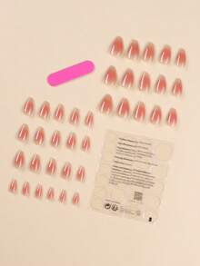 36入短杏仁形純色暈紅指甲,附贈1個摩擦條和1個啫喱膠 - 彩色 - 查看 4