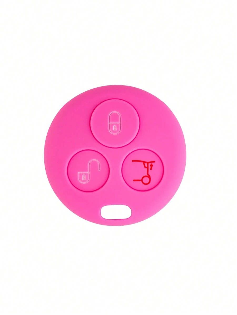 1 Pieza Funda De Llave Del Coche De Silicona Rosa De 3 Botones Para Smart Car Fortwo - Rosa - Ver 1