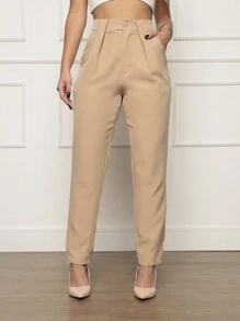 Women Pants - 米色 - 查看 4