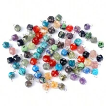 5/10入組天然石材切面正方形水晶吊墜,適用於diy項鍊珠寶製作配件和日常送禮 - 切面方塊-9mm - 查看 34