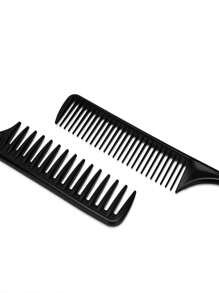 3 Piezas Juego De Peines Para Cabello, Peine Con Dientes Anchos, Peine Con Cola Puntiaguda, Peine De Plástico Para Jalar - Negro - Ver 6