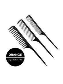 3 Piezas Juego De Peines Para Cabello, Peine Con Dientes Anchos, Peine Con Cola Puntiaguda, Peine De Plástico Para Jalar - Negro - Ver 1