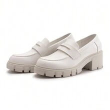 Women's Platform Chunky Loafers Comfortable Slip On Lug Sole Business Loafer Shoes