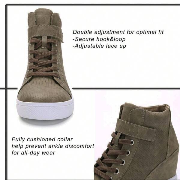 Women's Lace Up Wedge Sneakers High Top Fashion Sneakers Ankle Booties