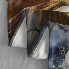 1pc Unicorn Cartoon Pattern Flannel Blanket, Abstract Design Soft And Warm Sofa Throw, Multi-Season Air Conditioning Quilt, Bedspread - Multicolor - View 5