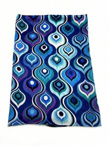 1pc Simple Print Scarf For Women, Autumn And Winter Warm Long Scarf, Versatile Shawl - Blue - View 4