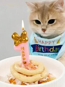 1pc Pink Bow Tie 0-9 Number Birthday Party Pet Decoration Candle,Christmas