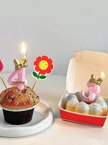 1pc Pink Bow Tie 0-9 Number Birthday Party Pet Decoration Candle,Christmas