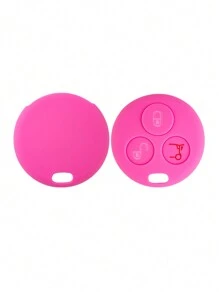 1 Pieza Funda De Llave Del Coche De Silicona Rosa De 3 Botones Para Smart Car Fortwo - Rosa - Ver 3