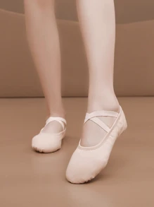 Exquisite Women's Comfortable Breathable Split-sole Canvas Ballet, Yoga And Dance Practice Shoes Without Ties - Apricot - View 3