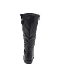 Women's Faux Furs-Lined Knee High Winter Boots - BLACK/PU - View 6