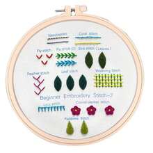初學者刺繡針法練習套件十字繡,針工刺繡繡環手工刺繡 - 米色 - 查看 3