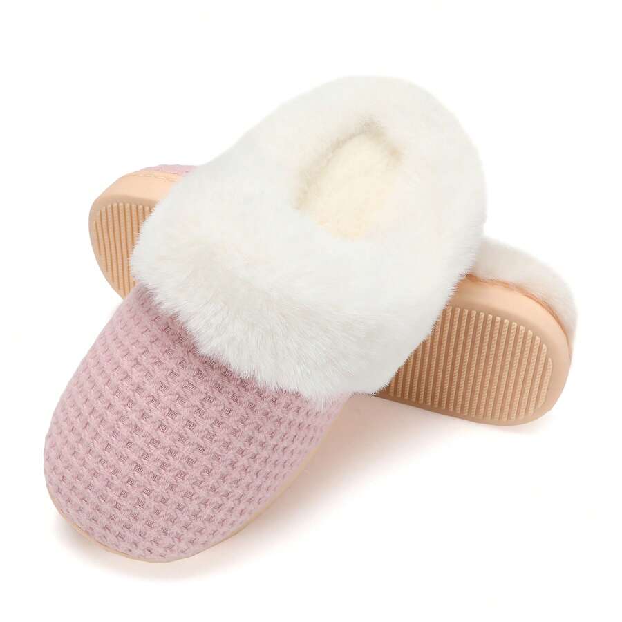 DRSLPAR Comfy House Slippers For Women Fuzzy Memory Foam Slippers Cozy Slip On Outdoor Indoor Warm Fleece Lined Bedroom Shoes - 粉色 - 查看 1