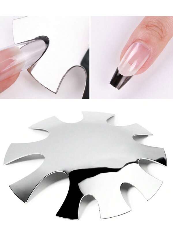 Nail Art French Template, Stainless Steel Nail Shape With Diy Modeling Tools For Nail Polish Or