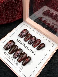 prettysecrets 10pcs Short Square Fireworks Handmade False Nails Set For Daily Use - Multicolor - View 3