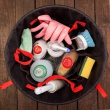 1入組黑色和紅色42口袋花園種植工具包,牛津布園藝桶工具存儲組織器(不包括桶或工具) - 黑色 - 查看 4