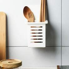 1組多功能家用筷子筒收納架廚房免打孔壁掛籃貼掛架 - 白色 - 查看 5