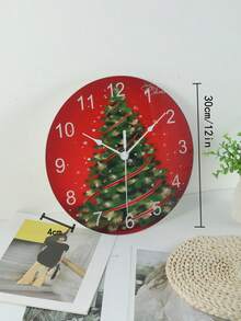 1 件 12 吋掃描靜音石英/玻璃掛鐘,現代休閒簡約聖誕風格,無框玻璃設計,高端感。多種風格的創意鐘面。適合聖誕節、客廳和臥室裝飾。玻璃鐘 - 紅色 - 查看 4