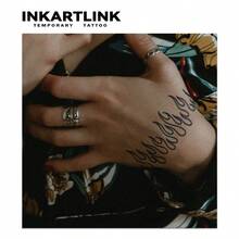 Inkartlink 1張6*10公分火和草本汁圖案暫時性貼紋,紋身,15天持久,半永久性,逼真的假紋身,持久1-2週 - 黑色 - 查看 2