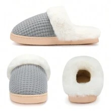 DRSLPAR Comfy House Slippers For Women Fuzzy Memory Foam Slippers Cozy Slip On Outdoor Indoor Warm Fleece Lined Bedroom Shoes - 灰色 - 查看 8