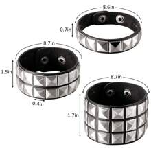 Xiacheng 1/3 Pcs Punk Rock Studded Bracelet Set Spiked Leather Cuff Bracelet For Men Women 80s Wristband Emo Bracelet Adjustable