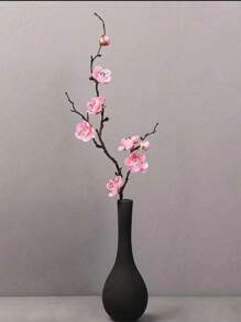 1件人造桃花和蜡梅花装饰摆件，适用于家具、书桌、办公室、餐厅、派对花瓶 - 粉色 - 查看 1