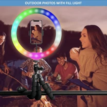 10 Inch RGB Ring Light: Adjustable Height Table Frame For Perfect Phone Photos! - Black - View 2