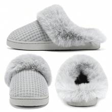 DRSLPAR Comfy House Slippers For Women Fuzzy Memory Foam Slippers Cozy Slip On Outdoor Indoor Warm Fleece Lined Bedroom Shoes - 深灰色 - 查看 8