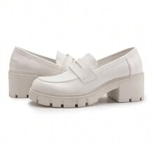 Women's Platform Chunky Loafers Comfortable Slip On Lug Sole Business Loafer Shoes