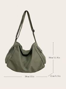 冬季新款簡約時尚男士肩袋,大容量戶外旅行運動商務斜跨包 - 綠色 - 查看 9