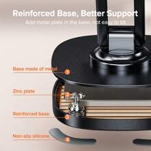 QOOVI摺疊式桌面手機支架，手機座支援IPhone 15 14 13 Pro IPad，三星S23 S21，小米等設備 - 黑色 - 查看 4