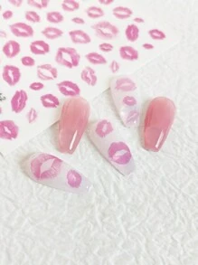 1片唇形美甲贴纸 DIY美甲用品 - 粉色 - 查看 6